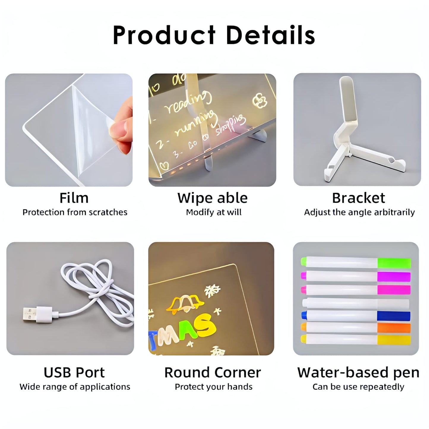 Desk Lamp - LED LAMP - Acrylic Message Board - Night Light
