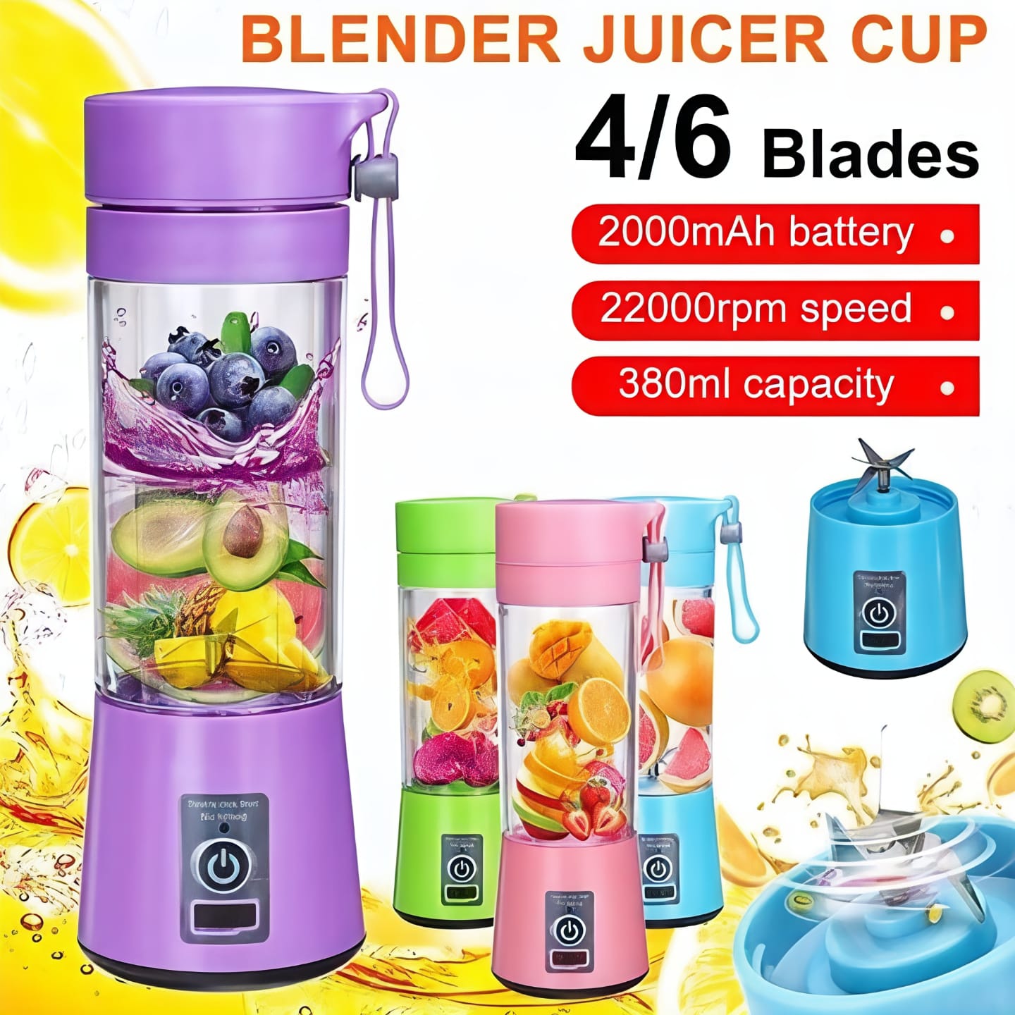 Portable & Rechargeable Battery Juice Blender