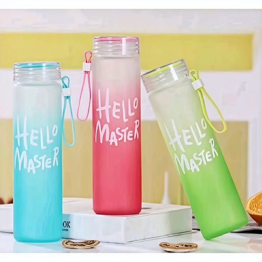 Glass Water Bottle "Hello Master" BUY 1 GET 1