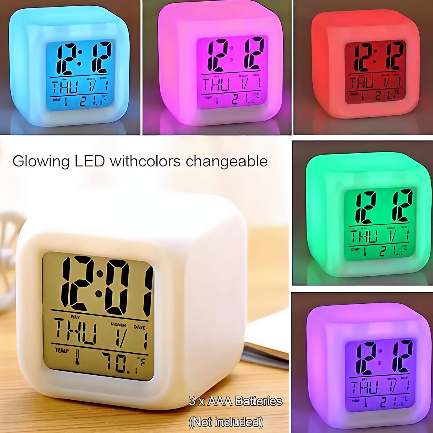 Eye-Catchy 7 Color Changing DIGITAL ALARM CLOCK
